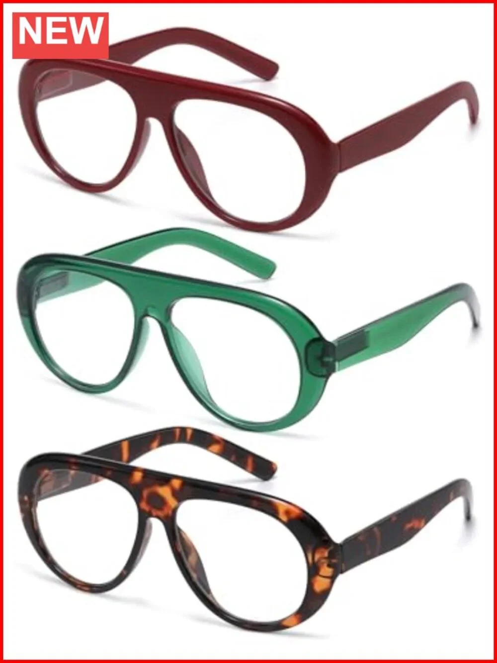 3 Pack Retro Oversized Aviator Blue Light Blocking Reading Glasses for Women Men